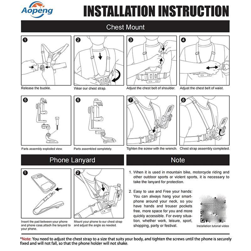 Outdoor Cycling Mobile Phone Chest Mount Harness Strap Holder, Phone Chest Mount Harness Strap Bracket, Universal Cell Phone Chest Mount for Outdoor Sports