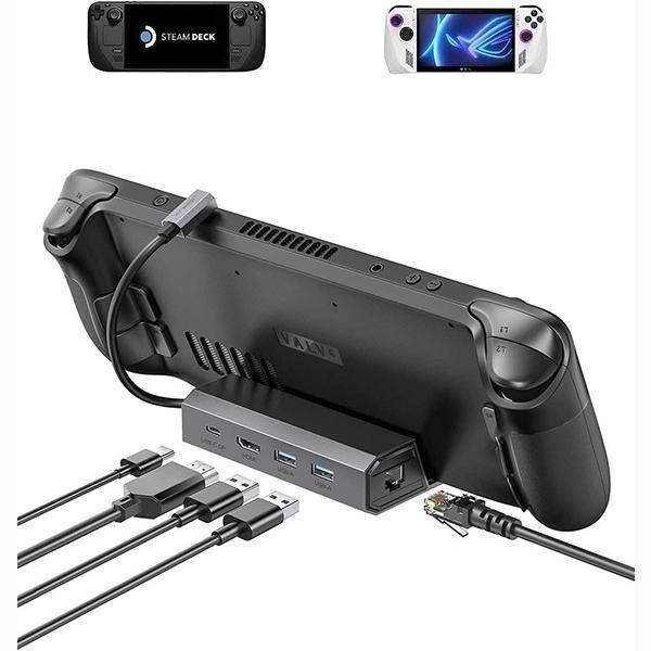 JSAUX Docking Station for Vapor Deck ROG Ally Legion Go MSI Claw, 5 in 1 Vapor Deck Dock with HDMI 4K@60Hz, 100Mbps Ethernet, Dual USB-A 2.0 and 100W Charging Compatible with Vapor Deck OLED-HB060 2