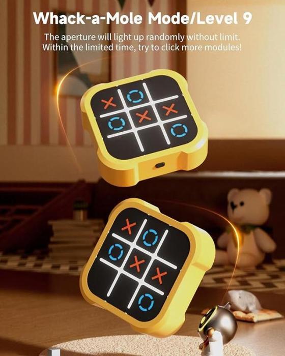 Tic Tac Toe Bolt Game, Electronic 4-in-1 Handheld Puzzle Game Console, Portable Travel Games for Educational and Memory Growth, Fidget Toys Games for Kids and Adults, Birthday Gifts for All Ages