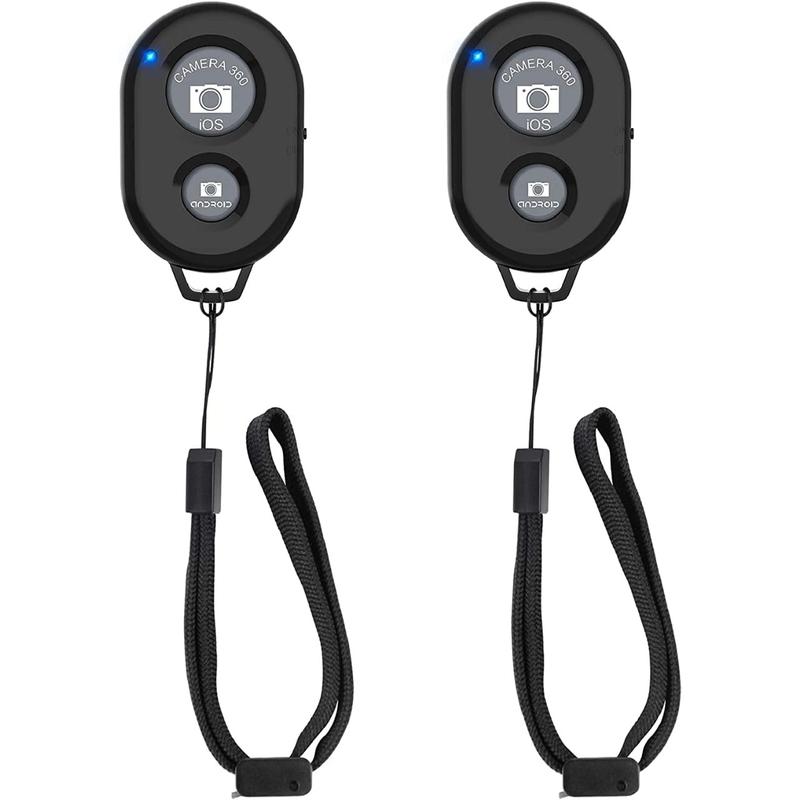 Wireless Camera Remote Shutter for Smartphones (2 Pack),  Wireless Phone Camera Remote Control Compatible with iPhone Android Cell Phone - Create Amazing Photos and Selfies, Wrist Strap Included