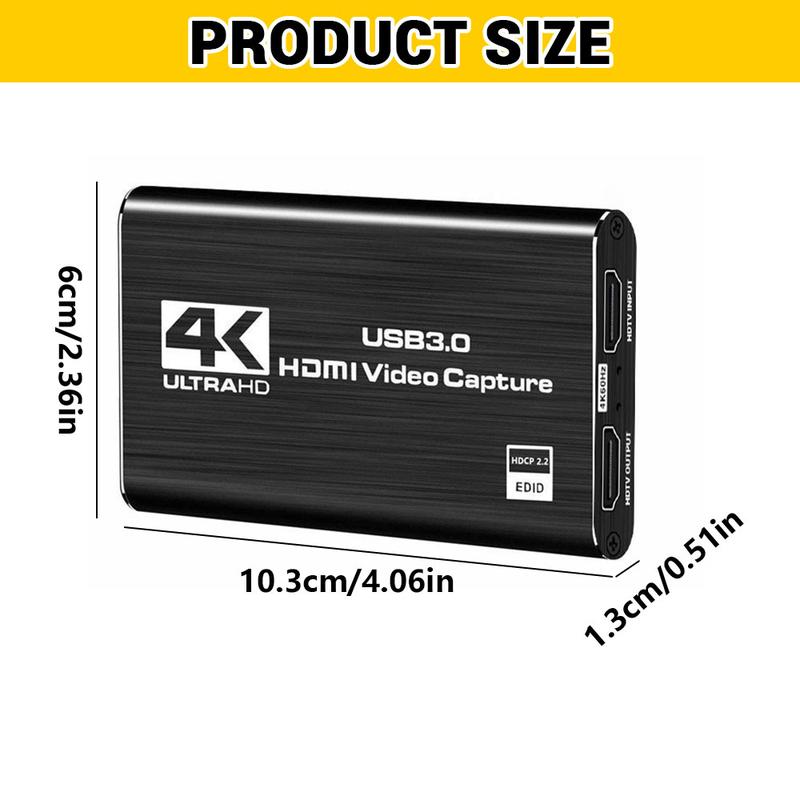 4K HDMI Video Capture Card,Nintendo Switch Capture Card for Streaming Gaming and Broadcasting,USB3.0 1080P 60FPS Video Recorder, Works with PS4, Xbox Series X S, 3ds, PS5, Xbox One X S, OBS, Camera