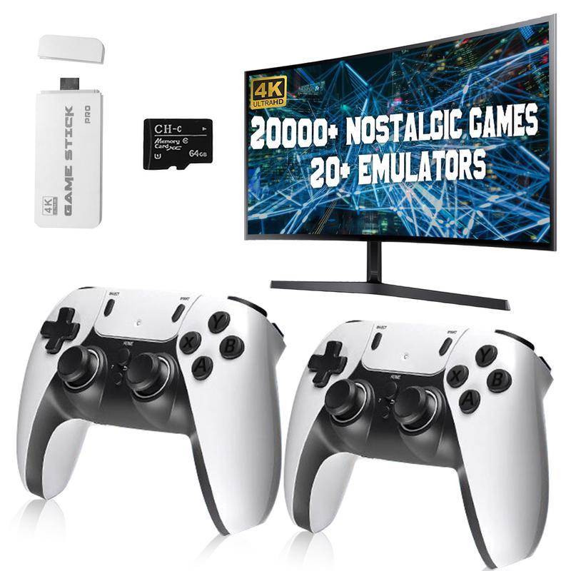 20000+ Games Wireless Retro Game Stick, Vintage Game Stick HD Output System Built in 23 Emulators Plug and Play Video Game Consoles with 2.4G Wireless Controllers,64GB TF Card for All of Ages