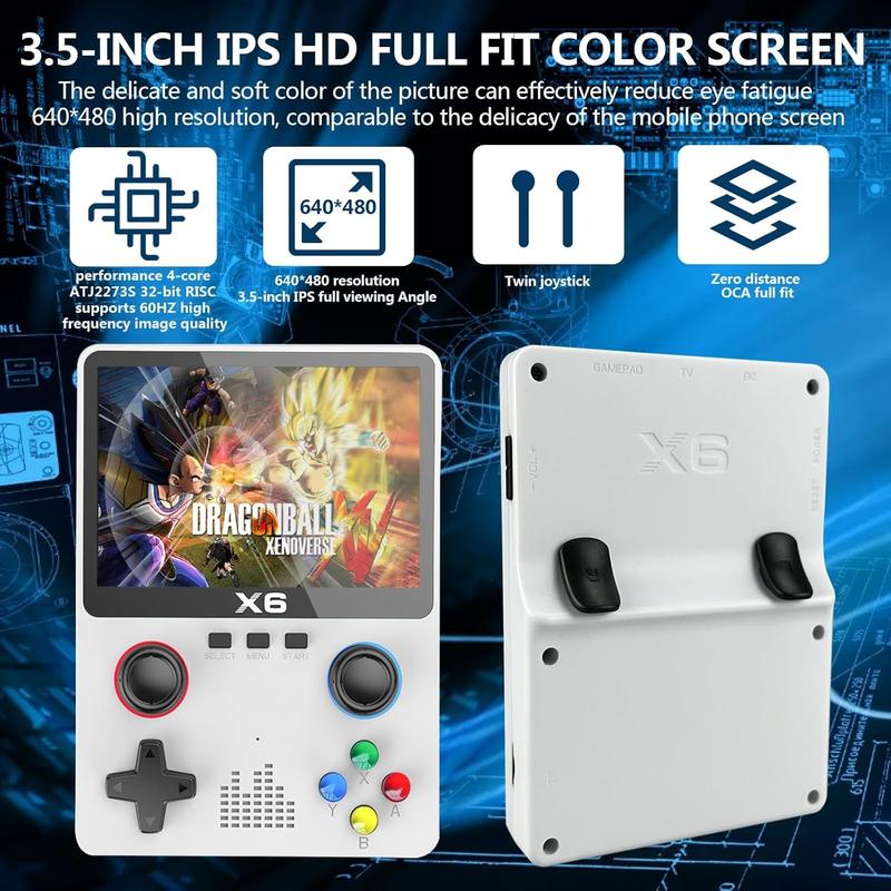 X6 Game Console, X6 Handheld Game Console, X6 Retro Game Console 10000+ Games, 3.5 Inch Screen Mini Retro Game Console, Dual 3D Joystick, Game Console X6 Supports 2 Player , Tv Output (Double - Green)