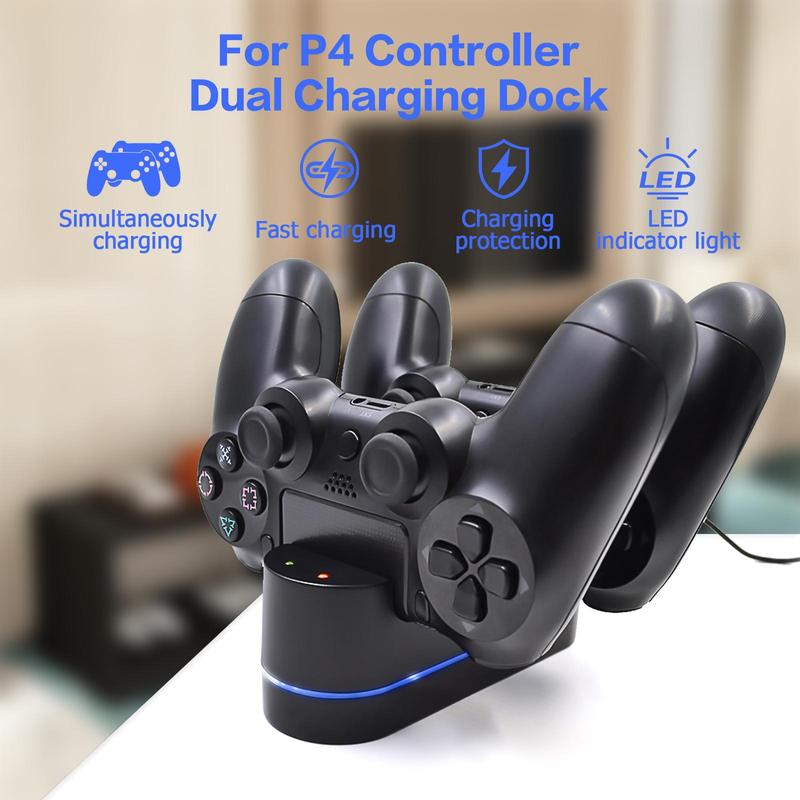 Dual Port Gaming Controller Charging Base for PS4 Controllers, Gaming Controller Charger Station Dock, Gaming Controller Charging Adapter for PS4 Controller