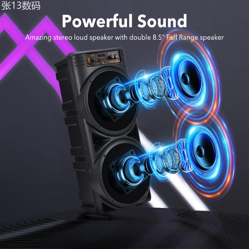 6000W Portable Speaker Party Bass Stereo Dual Speaker Subwoofer Dual 8-inch Portable RGB Large Aperture Karaoke Square Dance Bass Speaker with Microphone Remote Control Audio Rechargeable Audio Rechargeable