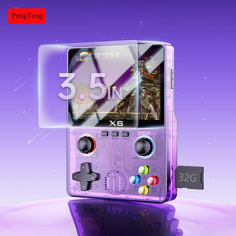 PENGTENG Retro Game Console with 32G Card & Built-in 10000+ Games, 3.5 Inch IPS OCA Full Fit Color Screen Handheld Game Console, USB Rechargeable Portable Gaming Console