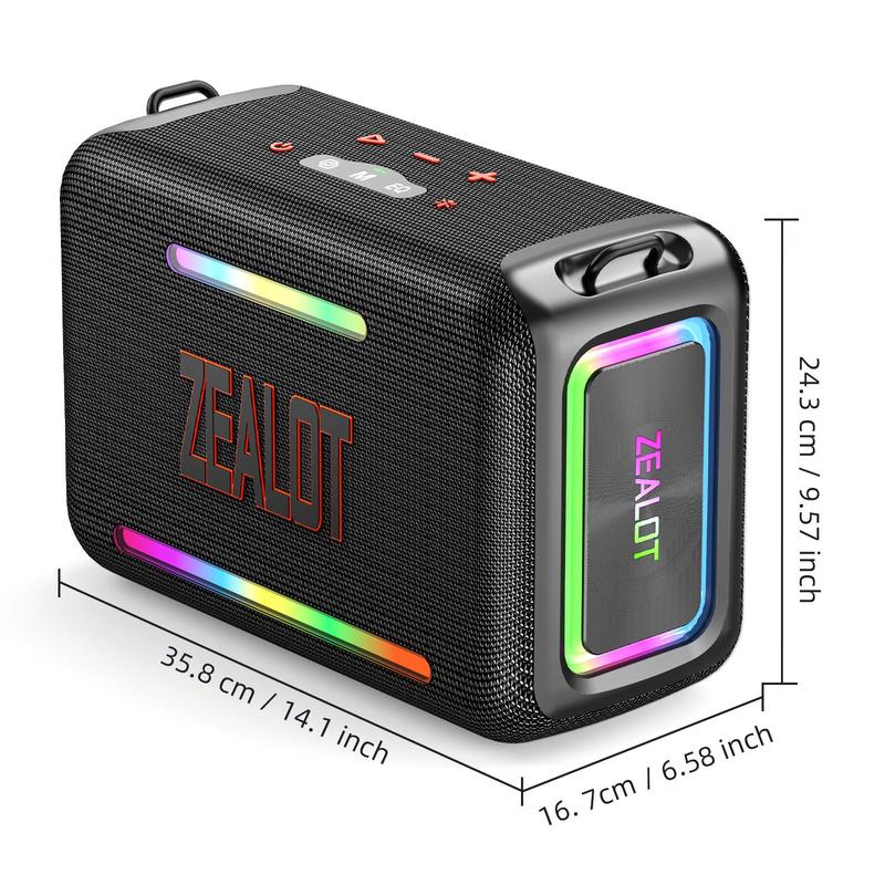 ZEALOT S95 120W Waterproof Wireless Speaker, Rechargeable Speaker with LED Light, Portable Speaker for Home, Car, Outdoor, Camping, Party