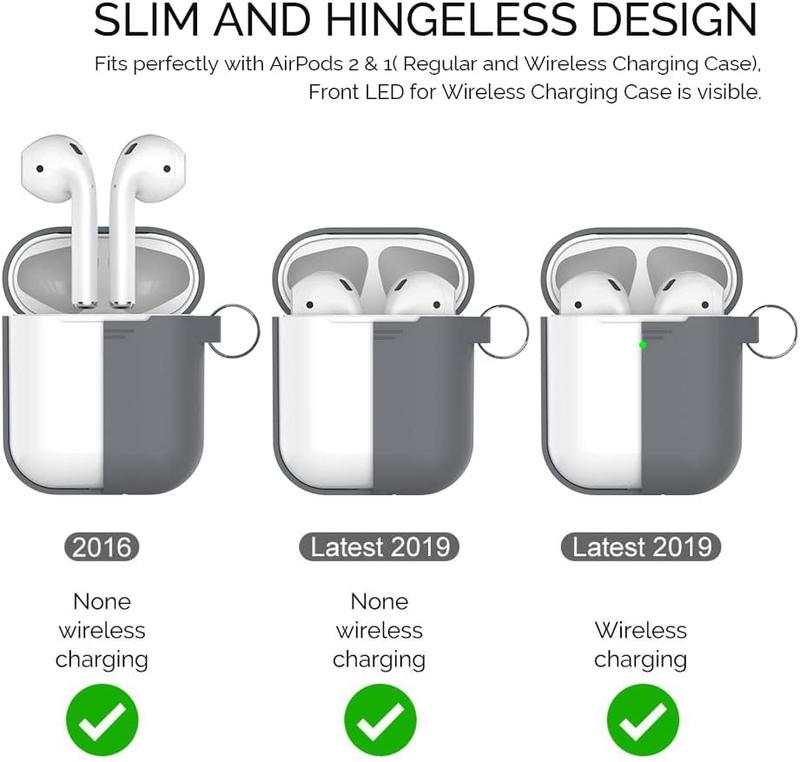 AirPods Case Cover (2019) Soft  AirPods Protective  Full  Shockproof Covers for  AirPods 2nd Generation & 1st Generation (Dark Grey)