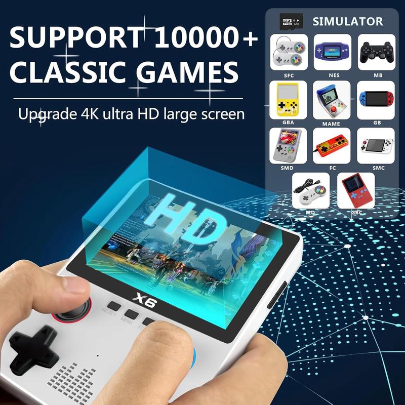 X6 Game Console, X6 Handheld Game Console, X6 Retro Game Console 10000+ Games, 3.5 Inch Screen Mini Retro Game Console, Dual 3D Joystick, Game Console X6 Supports 2 Player , Tv Output (Double - Green)