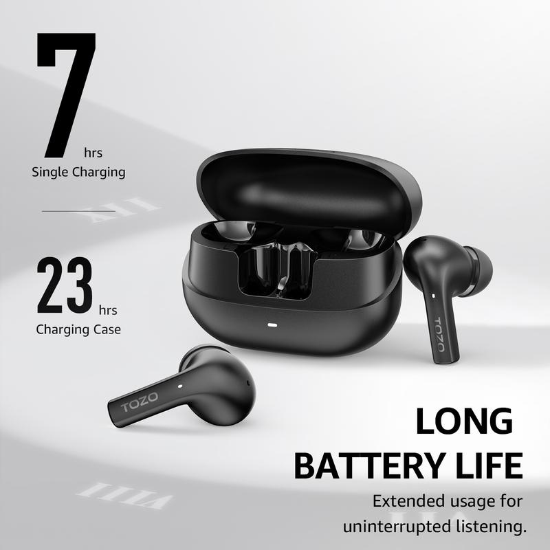 TOZO E2 Wireless Earbuds with Call Noise Cancellation, App Customize 32 EQs, 10mm Drivers with Powerful Bass, 30H Playtime, 2 Mics for Clear Calls, Bluetooth 5.3 Headphones, Comfort Fit in-Ear Headset app control