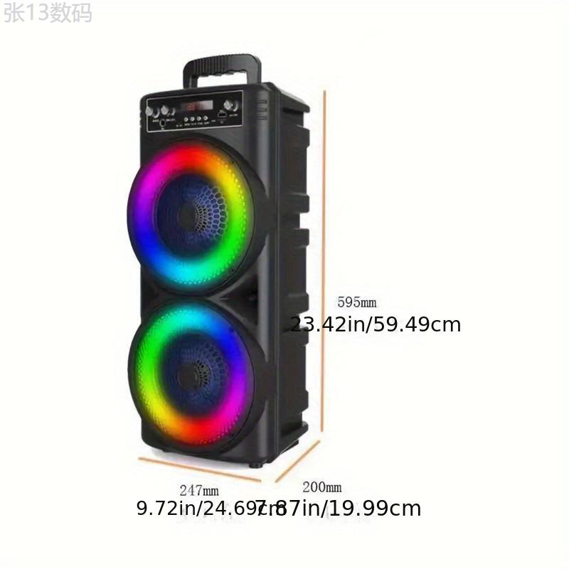 6000W Portable Speaker Party Bass Stereo Dual Speaker Subwoofer Dual 8-inch Portable RGB Large Aperture Karaoke Square Dance Bass Speaker with Microphone Remote Control Audio Rechargeable Audio Rechargeable