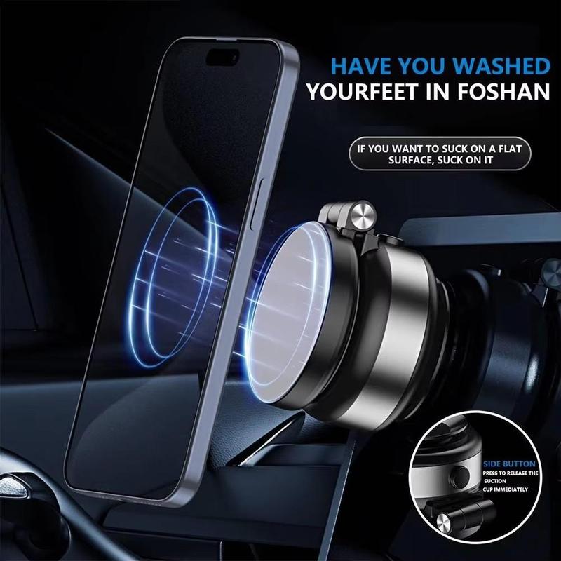 Magnetic Car Phone Holder, Strong Vacuum Suction Cup Car Phone Holder, Folding Adjustable Smartphone Holder, Durable and Stable Dashboard Phone Mount