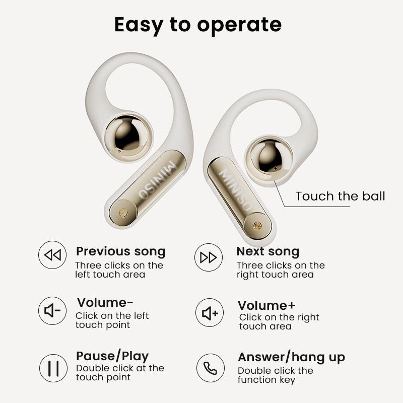 MINISO X81 Open Translation Wireless Bluetooth Headset OWS Ear-hook Sports Earphone Support 148 Languages Real Time Bluetooth Translation Noise Reduction Waterproof HIFI Sound Quality Bag Style Headphones With microphone