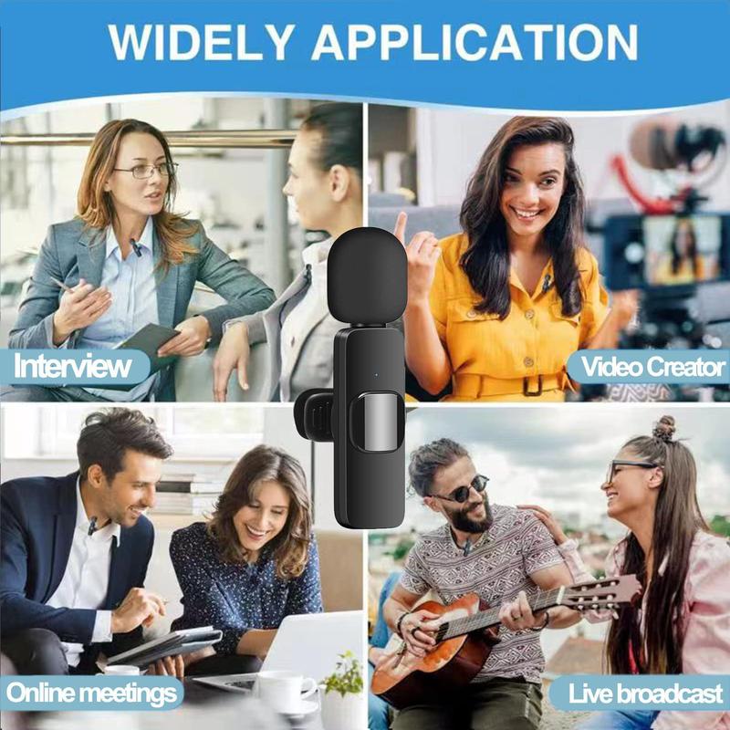 Christmas Wireless Lavalier Microphone,Cordless Omnidirectional Condenser Recording Mic , Rechargeable Microphone,  for Video Recording, Teaching, Interviews Christmas Audio Charging Cable Usb Smartphone Wireless Lavalier Lapel Microphone