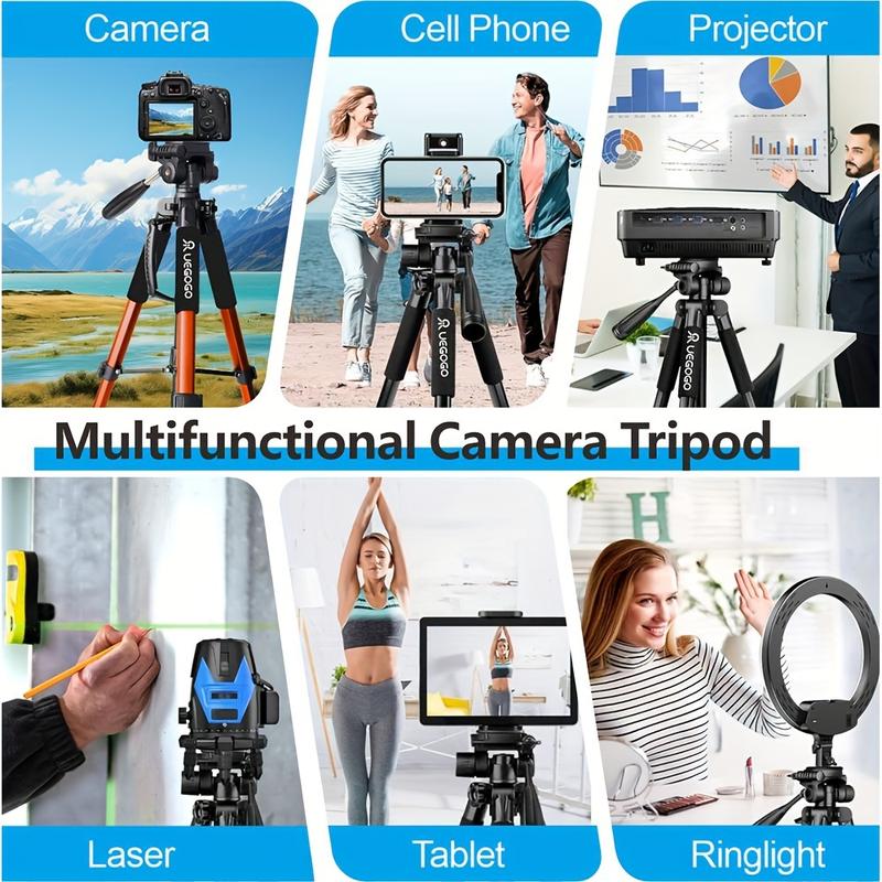 UEGOGO 74-Inch Professional Tripod for Cameras & Smartphones - 360° Rotation, Aluminum Alloy with Carrying Case - Ideal for Photography & Videography