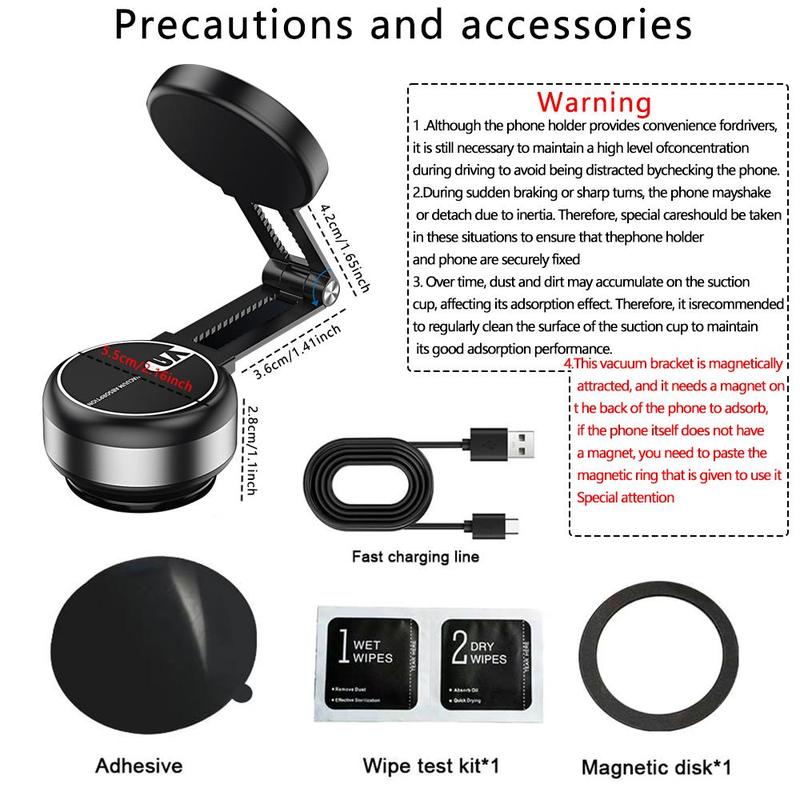 RNABAU 360° Rotatable & Foldable & Retractable Car Phone Holder, Magnetic Car Phone Holder, Suitable for Indoor Smooth Walls, Glass, and Car Interior