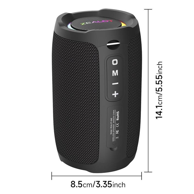 ZEALOT Portable Wireless Speaker, Waterproof Wireless Speaker, 20W Peak Power Stereo Sound Speaker with RGB Light, Long Endurance Speaker for Home Outdoor Party