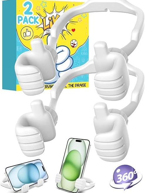 Stocking Stuffers Gifts for Teens Boys Girls Cell Phone Stand: UPGRADE Christmas Gifts for Men Adults Kids Adjustable Lazy Thumbs Up Phone Holder for Desk Cool Gadgets Fun Gifts ideas for Him Wife, AM254