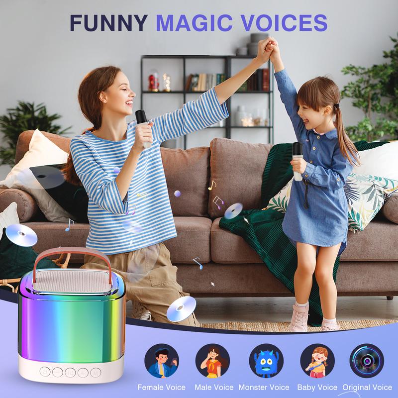 2024 Dual Microphone Portable Mini Karaoke Machine with two Bluetooth microphone speakers, long battery life, preferred choice for birthday and holiday gifts for children 4-12 years old! Audio Smartphone