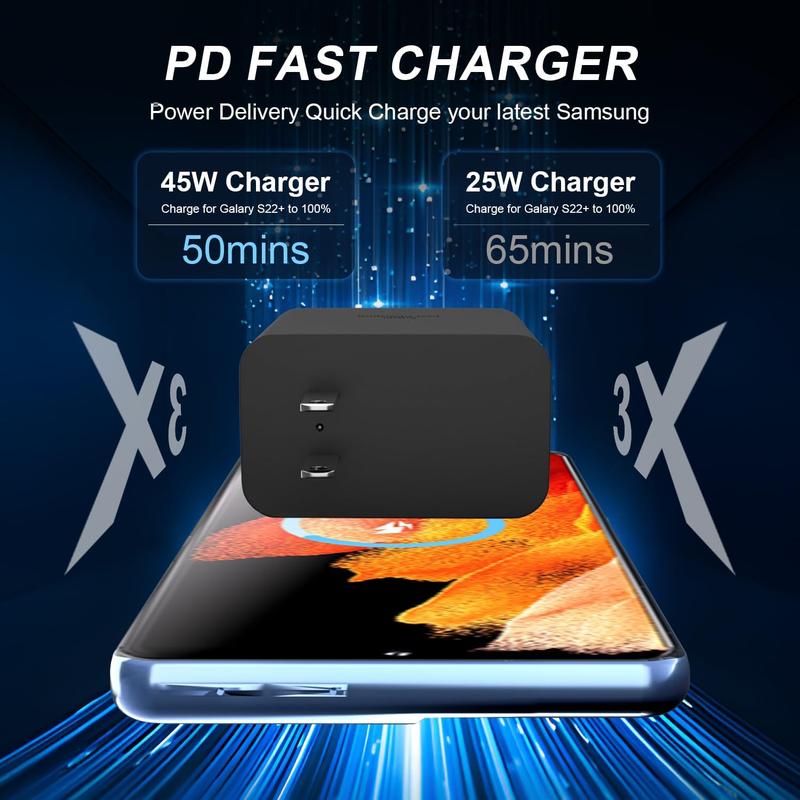 Samsung Super Fast Charger Type C 45W GaN Power USB C Charger PPS PD Fast Charging Block & 6.6ft C Cable for Samsung Galaxy S24 Ultra S24 S24+ S23 Ultra S23 S23+ S22 S22 Ultra S22+ Note10 Note20 S20