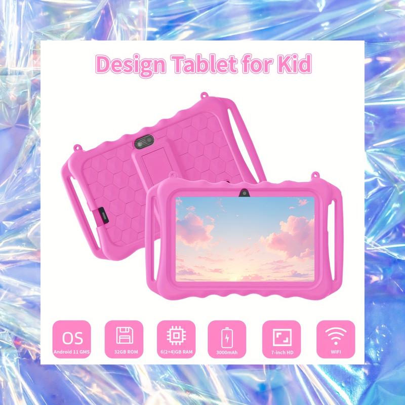 Kids Tablet, 7-Inch Kids Tablet, 32GB ROM Expandable 512GB Android 11.0 Toddler Tablet With WiFi, GMS, Parental Controls, Dual Camera, Shockproof Case, Education