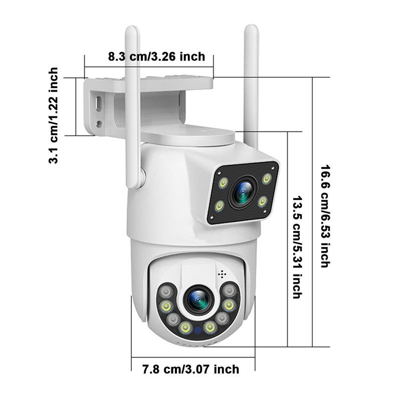 1080P Dual Lens Waterproof Outdoor Summer Security Camera, 2.4G WiFi Wired PTZ Dual Screen Smart Monitor Camera, Smart Motion Detection Home Security Camera