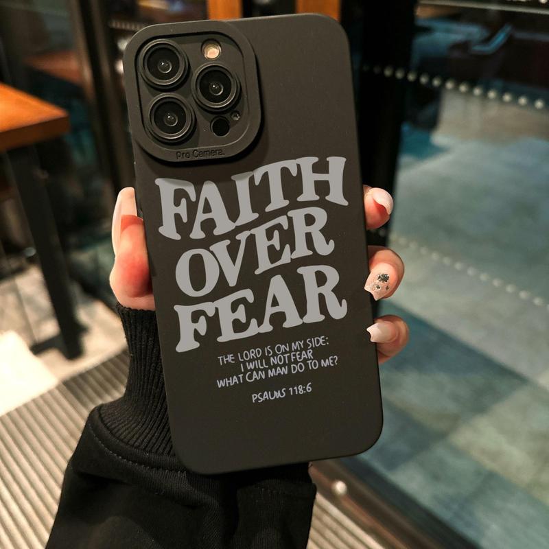 Fall Faith Over Fear Letter Pattern Phone Case, Full Body Shockproof Phone Protective Cover, Fashion Phone Accessories Compatible with iPhone 15 Pro Max 14