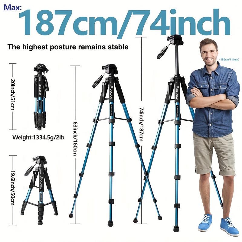 UEGOGO 74-Inch Professional Tripod for Cameras & Smartphones - 360° Rotation, Aluminum Alloy with Carrying Case - Ideal for Photography & Videography