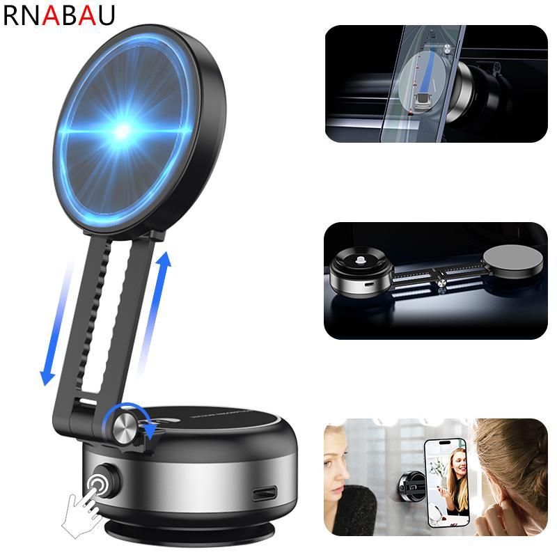 RNABAU 360° Rotatable & Foldable & Retractable Car Phone Holder, Magnetic Car Phone Holder, Suitable for Indoor Smooth Walls, Glass, and Car Interior