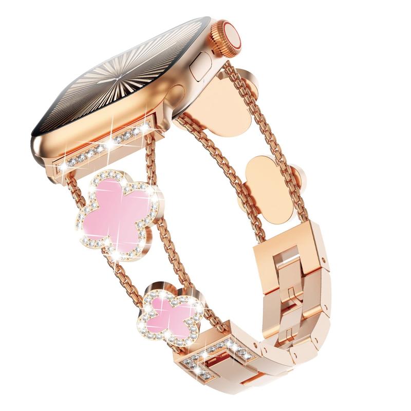 Casing Bee Blossom Radiance Stainless Steel Watch Band for Apple Watch, Bracelet Wristband Compatible with iWatch Series Wearable Luxury