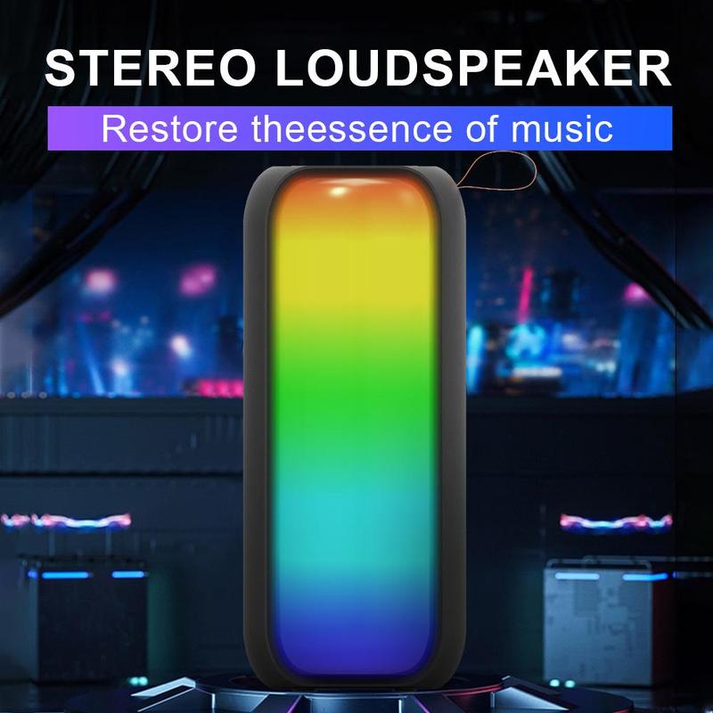 MS-2215BT Portable Wireless Speaker, 1 Count RGB LED Lights, Music Sync Color Changing Lights with 5 Light Modes, TWS Couplet Function