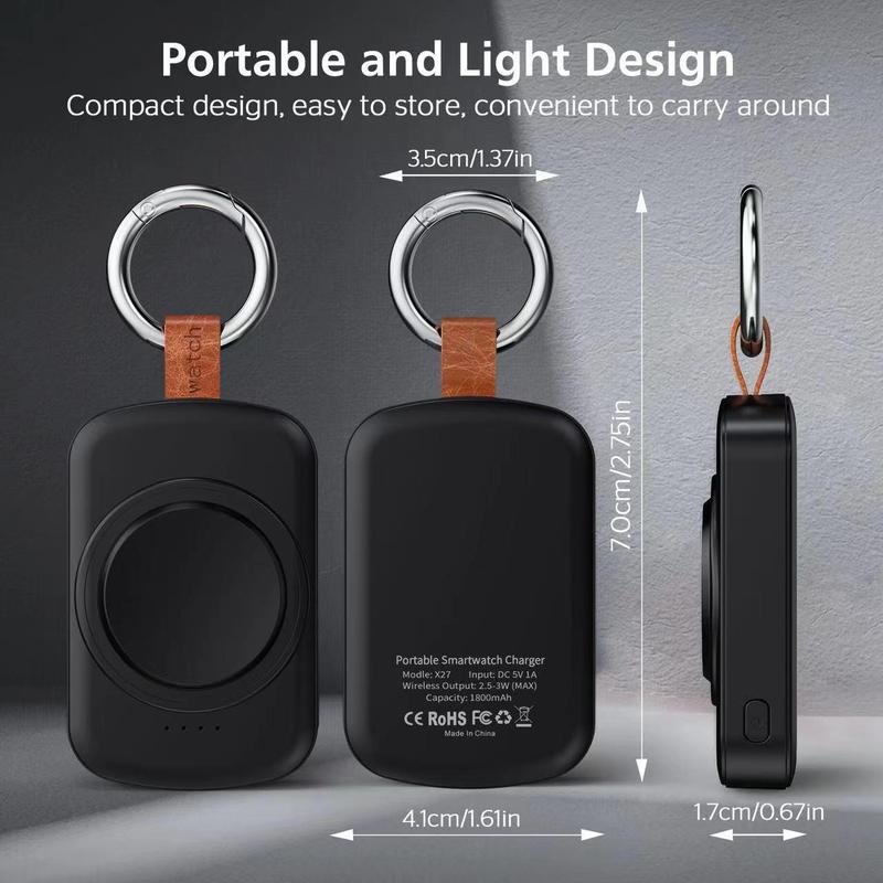 Portable Magnetic Smart Watch Charger, 1800mAh Smart Watch Wireless Power Bank, Travel Keychain Accessories Charger for Samsung Watch  Series