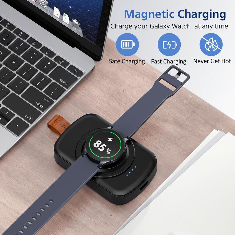 Portable Magnetic Smart Watch Charger, 1800mAh Smart Watch Wireless Power Bank, Travel Keychain Accessories Charger for Samsung Watch  Series