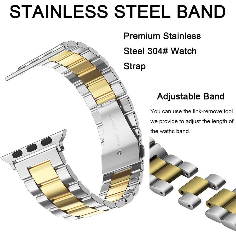 Stainless Steel Smartwatch Band, 1 Count Fashion Smart Watch Band with Tool, Watch Accessories for iWatch Smartwatches Series 38mm 40mm 41mm 42mm 44mm 45mm 49mm