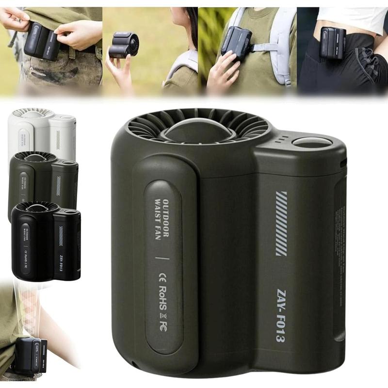 Long battery life Cool Clip Fan Under Shirt2024 New Rechargeable Waist Clip Fan3 Speeds Strong Airflow Wearable Personal Clip FanCool Clip Waist FanBelt Fan Clip on Waist Cooling Fan for WorksTravelCampingWhite black army green Mobile Usb Portable