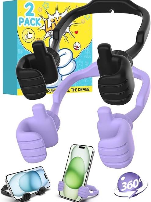 Stocking Stuffers Gifts for Teens Boys Girls Cell Phone Stand: UPGRADE Christmas Gifts for Men Adults Kids Adjustable Lazy Thumbs Up Phone Holder for Desk Cool Gadgets Fun Gifts ideas for Him Wife, AM254