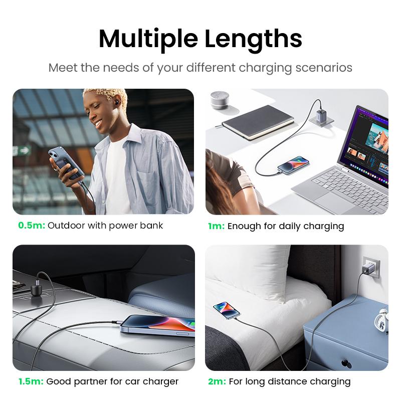 UGREEN USB C to Lightning Cable. MFi Certified. Charging & Data Cable. Compatible with iPhone 14 14 Pro 14 Pro Max, 13 12 11 X XR XS 8 Series, iPad 9, AirPods Pro & More. Ideal for Back to School. Connector for Multiple Devices.