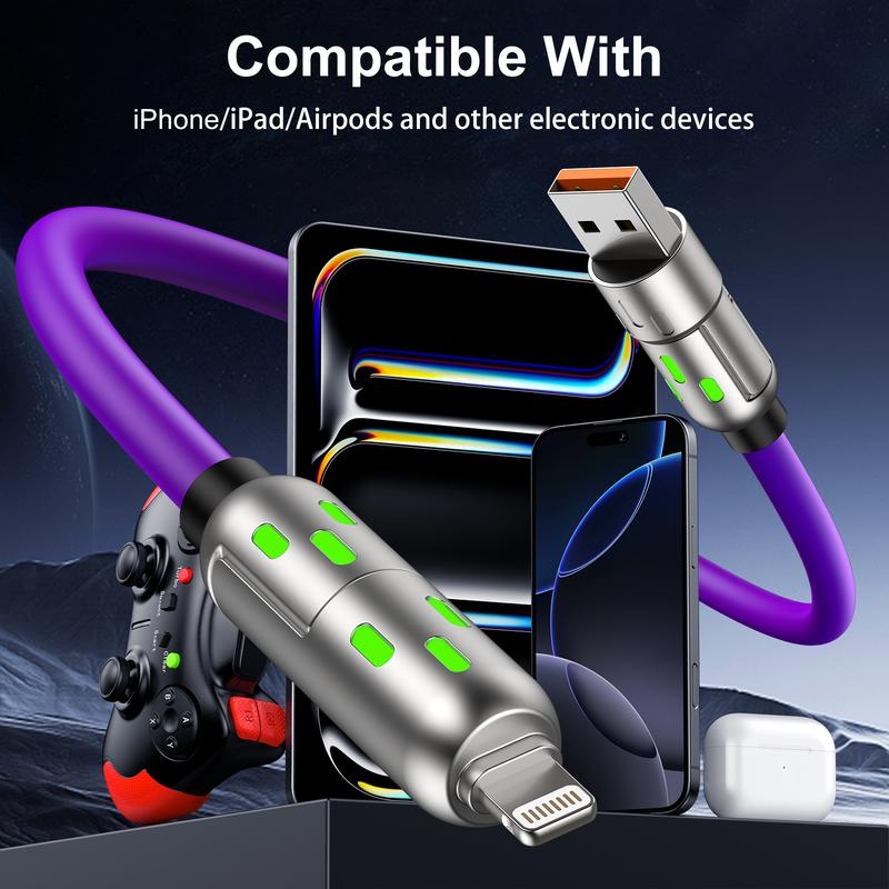 4-in-1 Multi USB Charging Cable MAX 240W Fast Charging Charger Cord with USB A+Type C for iPhone 16 15 14 13 iPad Samsung Galaxy MacBook iPad Tablets and More