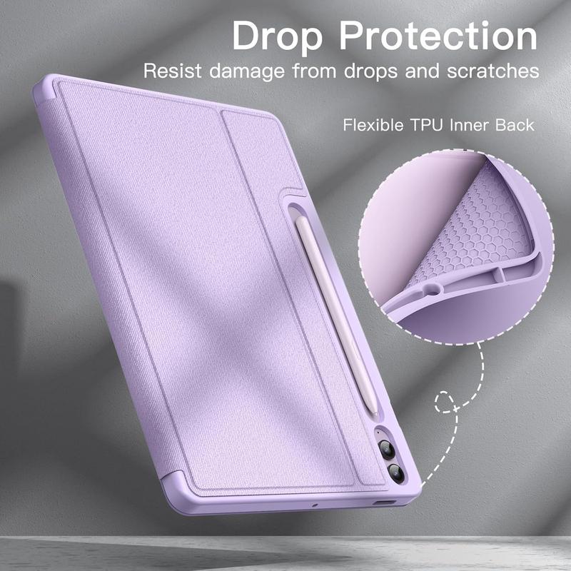 Case for  Galaxy Tab S9 FE+   S9 FE Plus 12.4-Inch with S Pen Holder, Slim Folio Stand Protective Tablet Cover, Multi-Angle Viewing (Lavender)