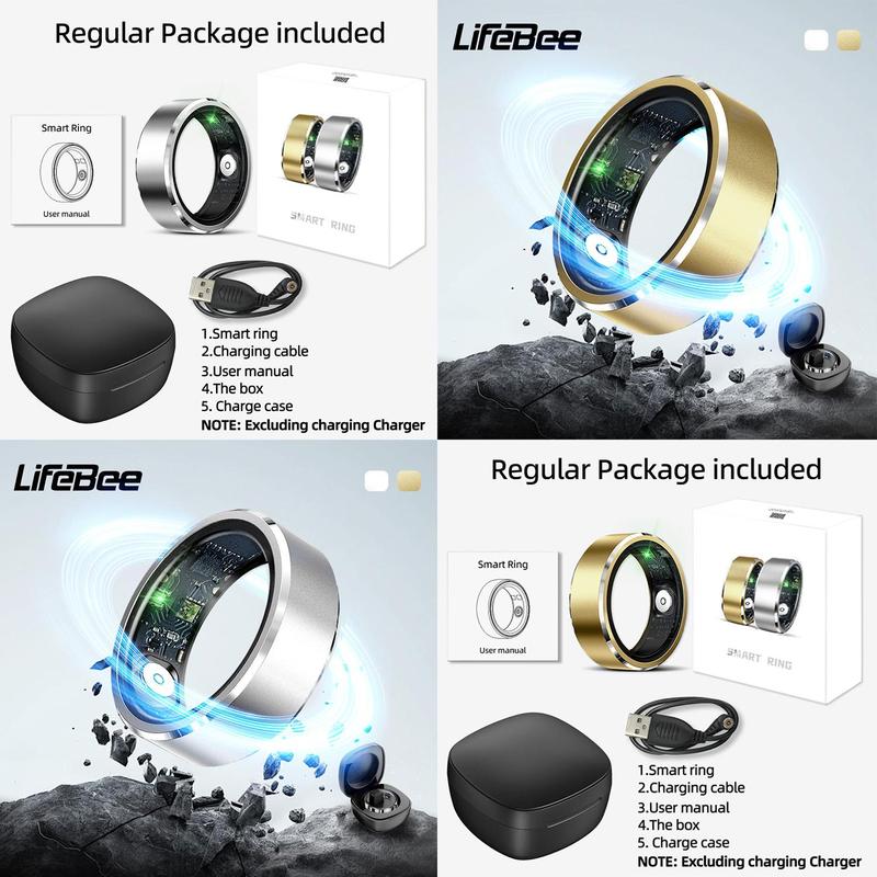 LIFEBEE Smart Ring with Charging Case, 1 Count Portable Fitness Tracker, Multipurpose Wearable Ring for Phone Camera Control