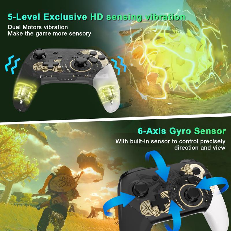 Switch Pro Controller, Wireless Switch Pro Controllers with NFC Dual HD Vibration Screenshot Wake-up Function Auto-Pairing Motion Control 1300mAH High Performance Battery, Upgraded Gamepad Switch Remote Replacement for Switch Switch Lite Switch OLED