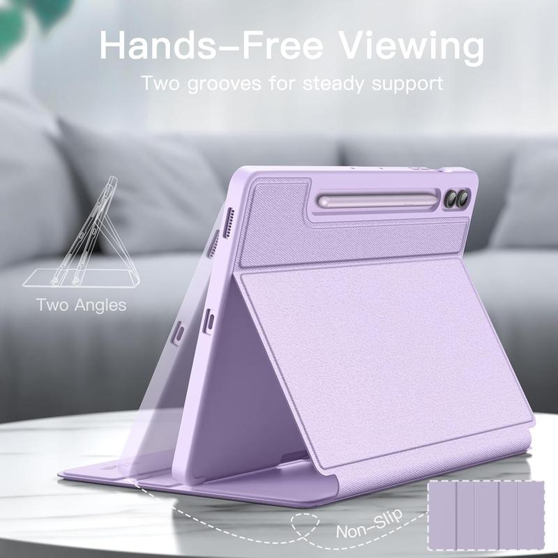 Case for  Galaxy Tab S9 FE+   S9 FE Plus 12.4-Inch with S Pen Holder, Slim Folio Stand Protective Tablet Cover, Multi-Angle Viewing (Lavender)