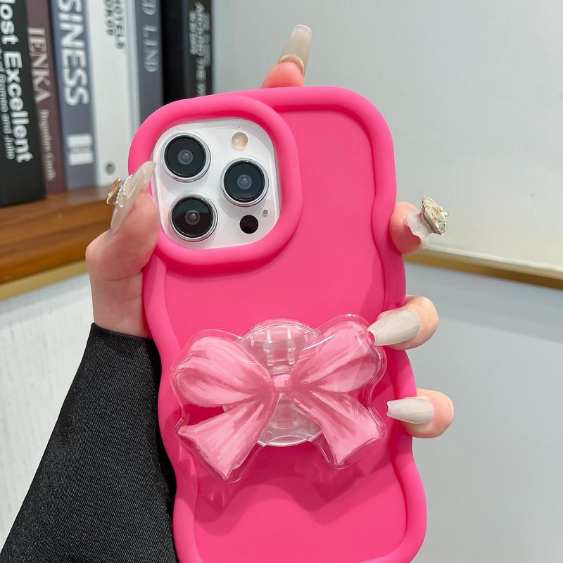 Bowknot Holder Phone Case, 1 Count Decorative Phone Protective Cover, Shockproof Phone Cases Compatible with iPhone 11 12 13 14 15 16 Pro Max