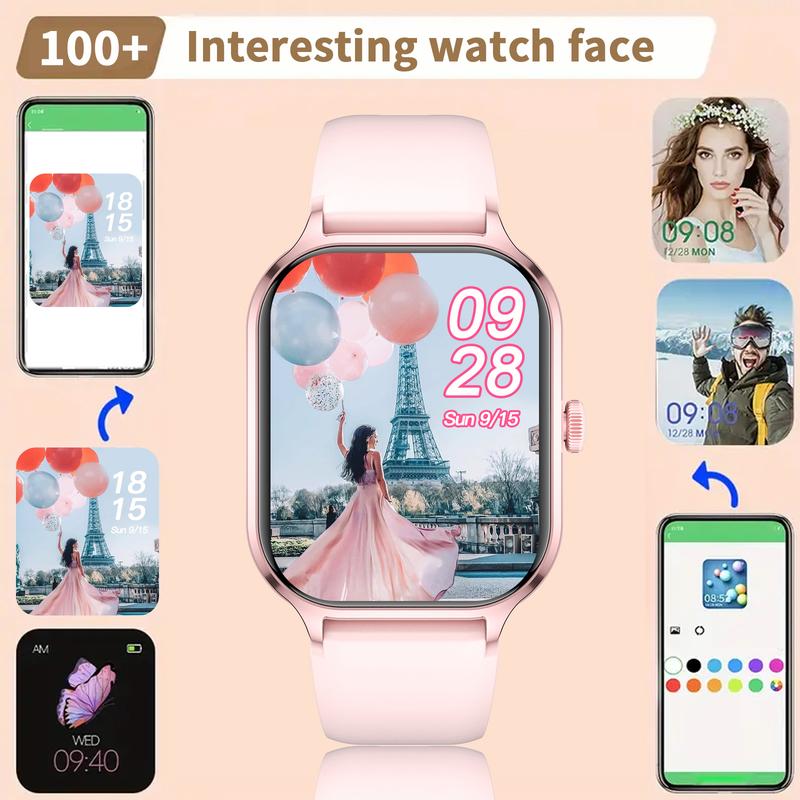 Smart Watch, Wireless Call Dial, Multi Sport Mode, Incoming Call Alert & Rejection, Message Alert View, Multiple APP Alerts, Suitable for Men & Women, Sports Watch, Custom Wallpaper, Compatible with iPhone Andriod