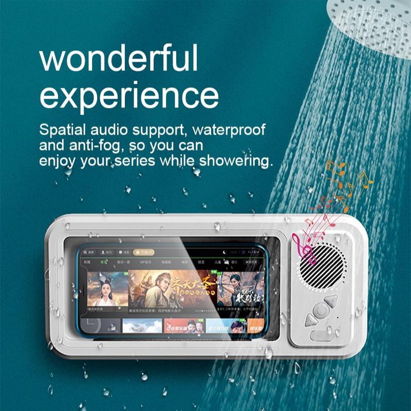 360° Rotation Adjustable Wall Mounted Shower Phone Holder Bluetooth Speaker Audio Shower TV Holder Waterproof Touch Screen Phone Holder