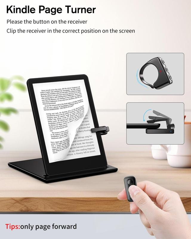 Remote Control Page Turner for Kindle Paperwhite Oasis, RF E-Reader Remote Controller, Remote Scrolling Ring for TIK Tok, Camera Shutter Clicker for iPad iPhone iOS Android