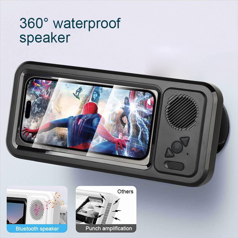 360° Rotation Adjustable Wall Mounted Shower Phone Holder Bluetooth Speaker Audio Shower TV Holder Waterproof Touch Screen Phone Holder