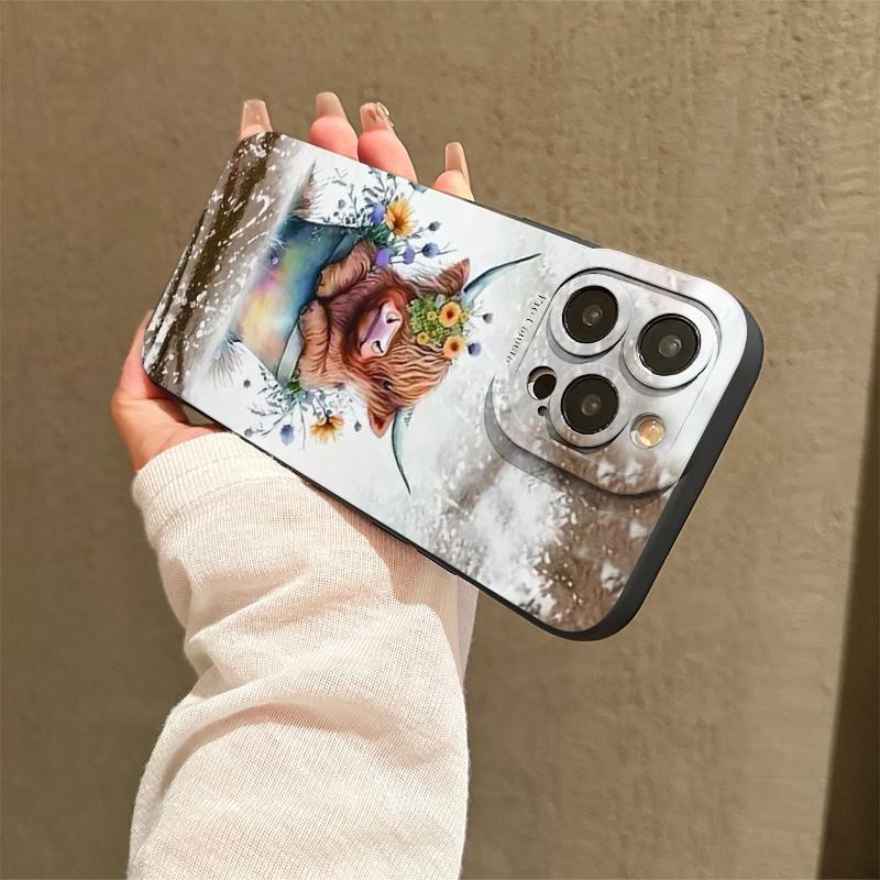 Cute Cow Pattern Phone Case, Shockproof Phone Protective Cover, Fashion Phone Accessory Compatible with iPhone 11 12 13 14 15 Pro Max