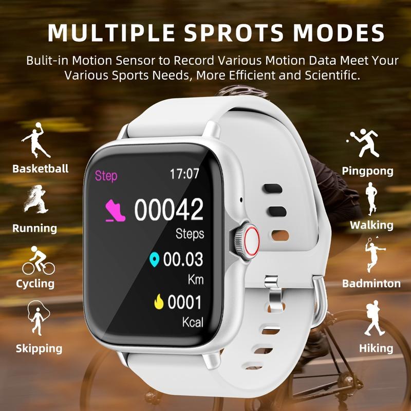 Smart Watch, 1.83-Inch Full Touch Screen, Activity Tracker with Call and Message Function, Pedometer, Multiple Sport Mode, Compatible with IOS Android Devices, Simple Style, Ideal Gift for Any Occasion