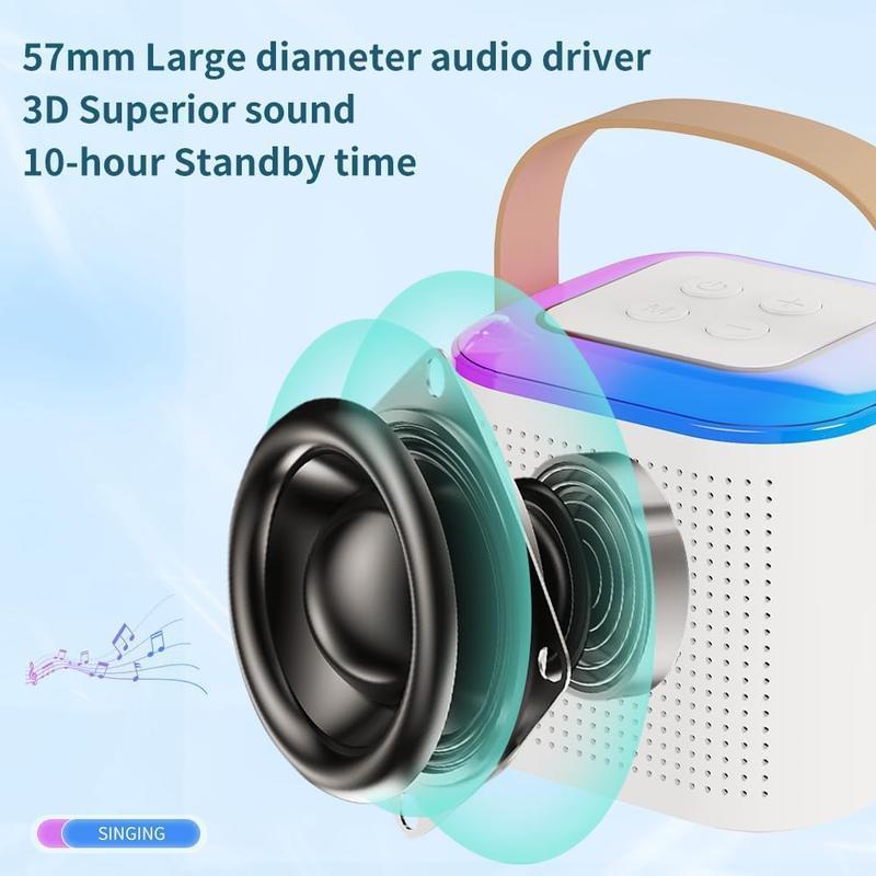 Karaoke Machine for Kids Adults, Portable BT Speaker with 2 Wireless Microphones, LED Lights, Kids Toys Birthday Gifts for Boys and Girls Over 4 Years Old